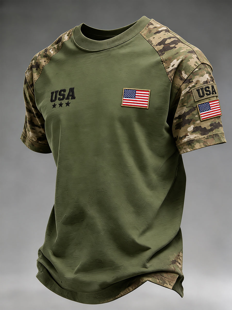 Men's Veteran Memorial Camo-Print Short-Sleeve Top