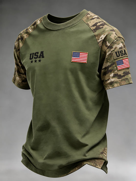 Men's Veteran Memorial Camo-Print Short-Sleeve Top