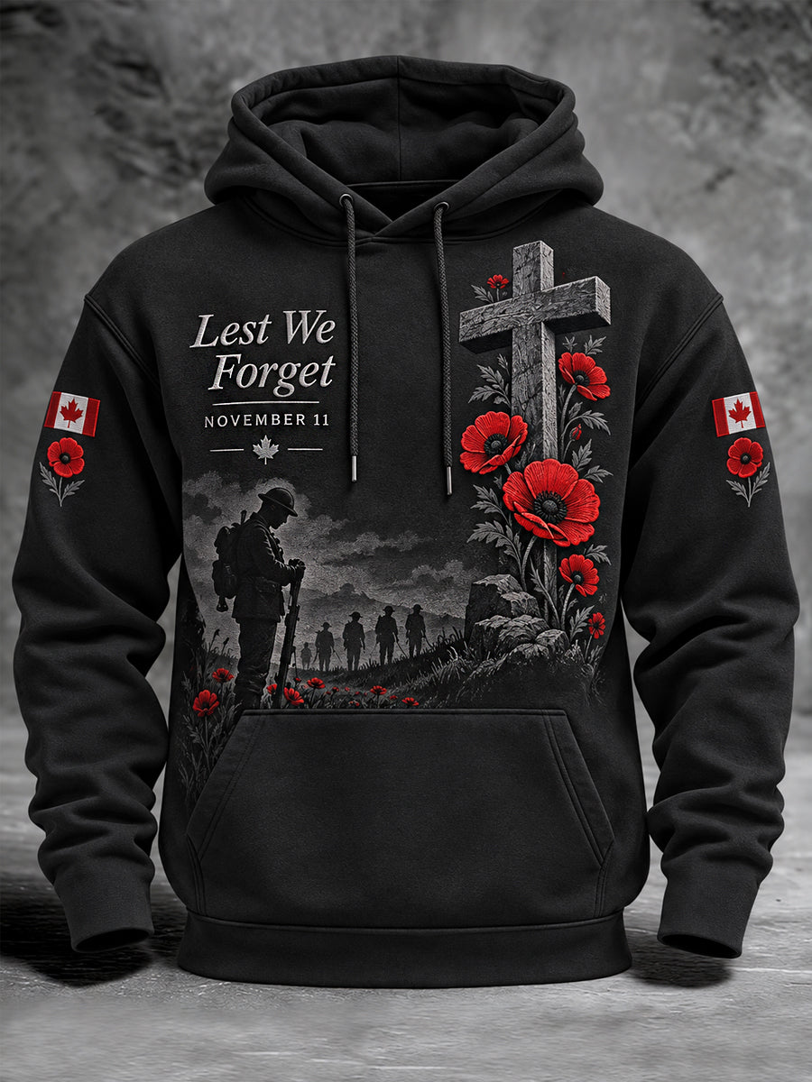 Men's Lest We Forget Canada Remembrance Day Hoodie