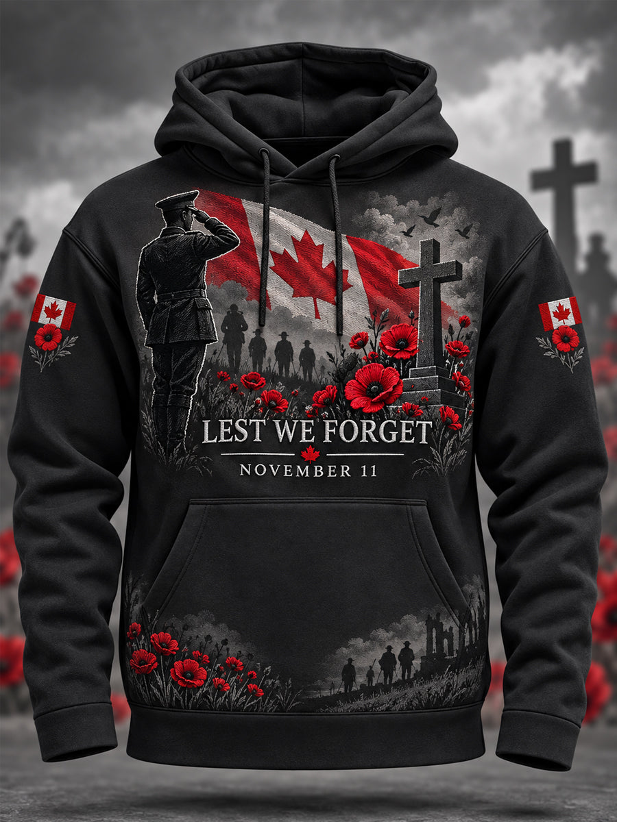 Men's Lest We Forget Canada Remembrance Day Hoodie