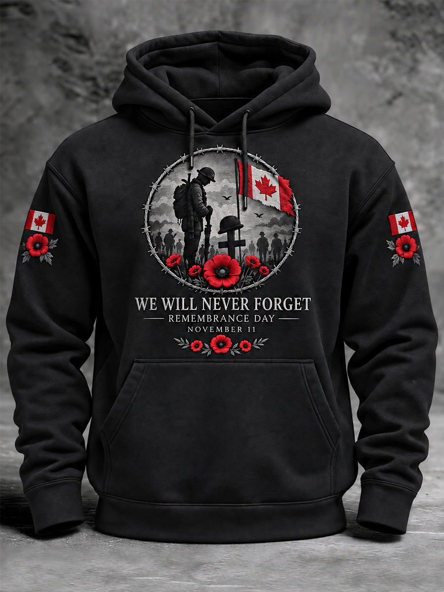 Men's Lest We Forget Canada Remembrance Day Hoodie