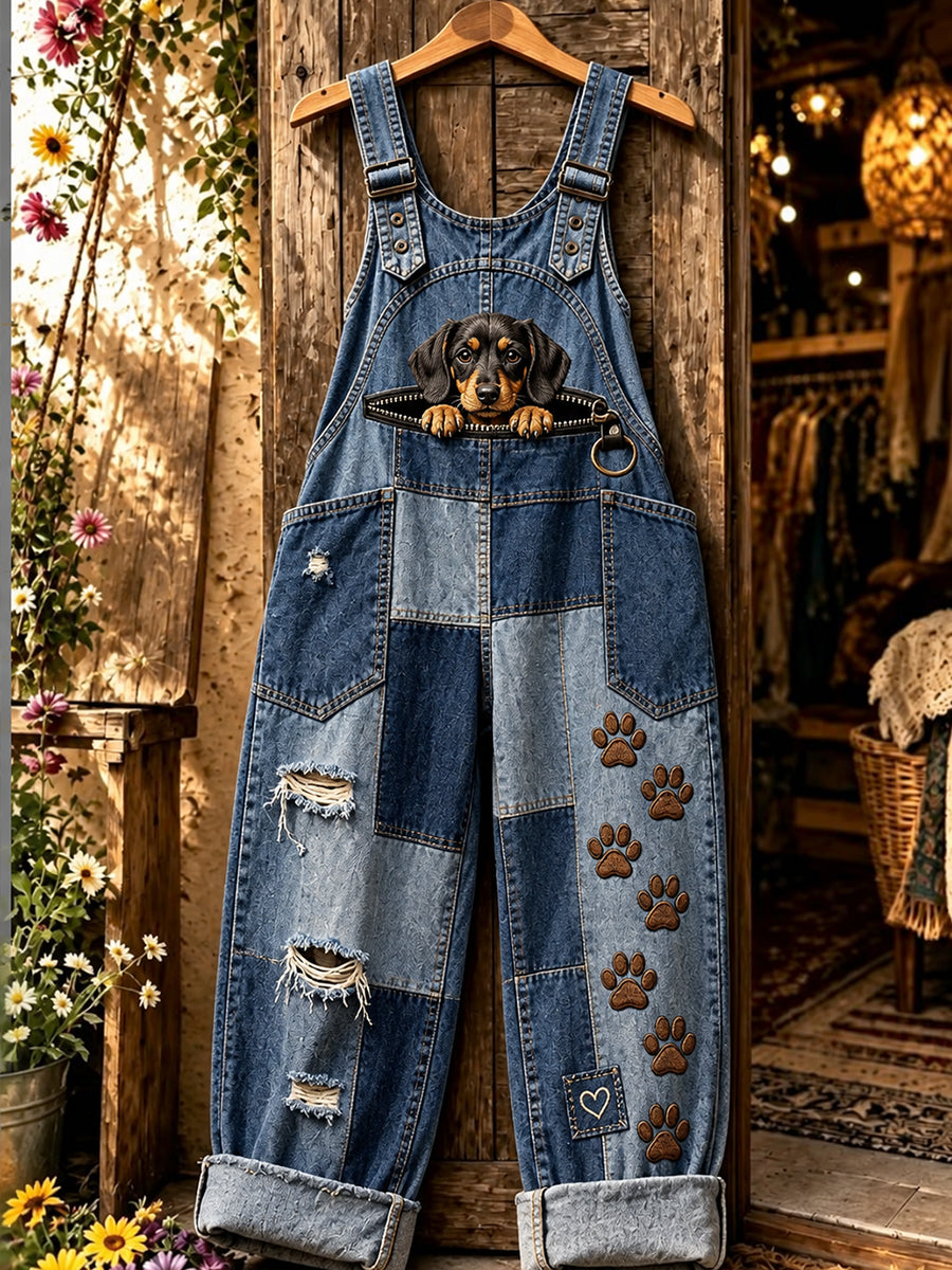 Women's Fun Animal Art Print Casual Overalls