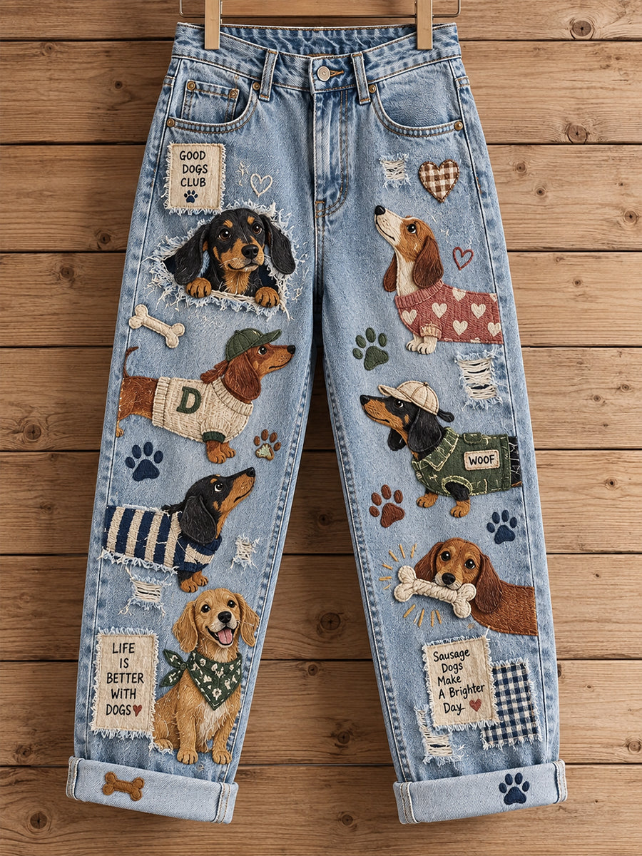 Women's Fun Animals Art Print Flared Trousers