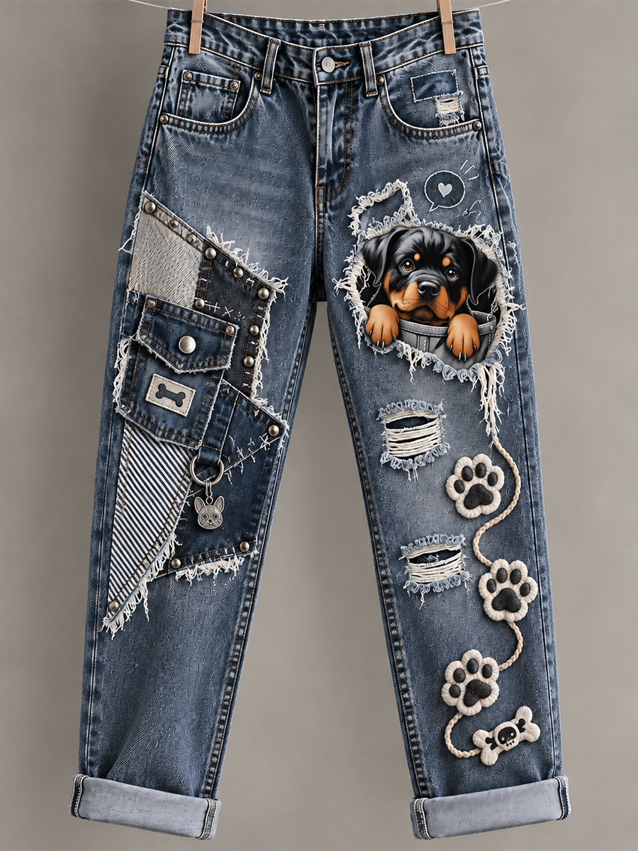 Women's Fun Animals Art Print Flared Trousers