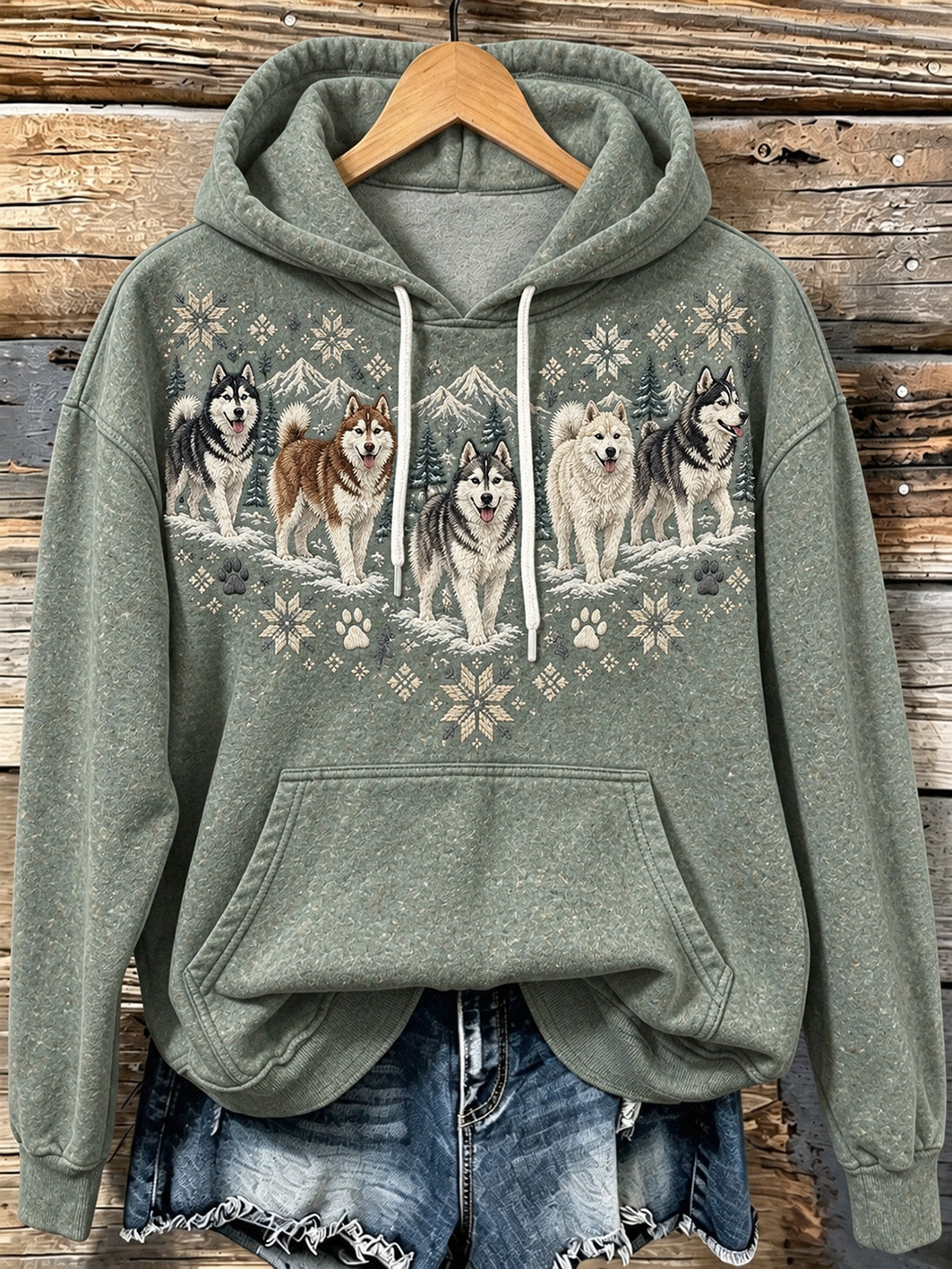 Women's cute puppy design pattern printed casual hoodie