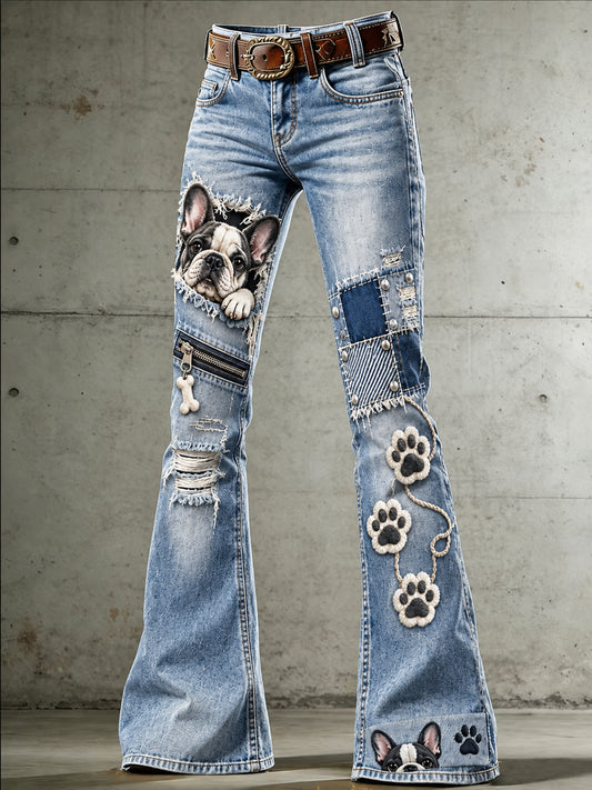 Women's Fun Animals  Art Print Flared Trousers