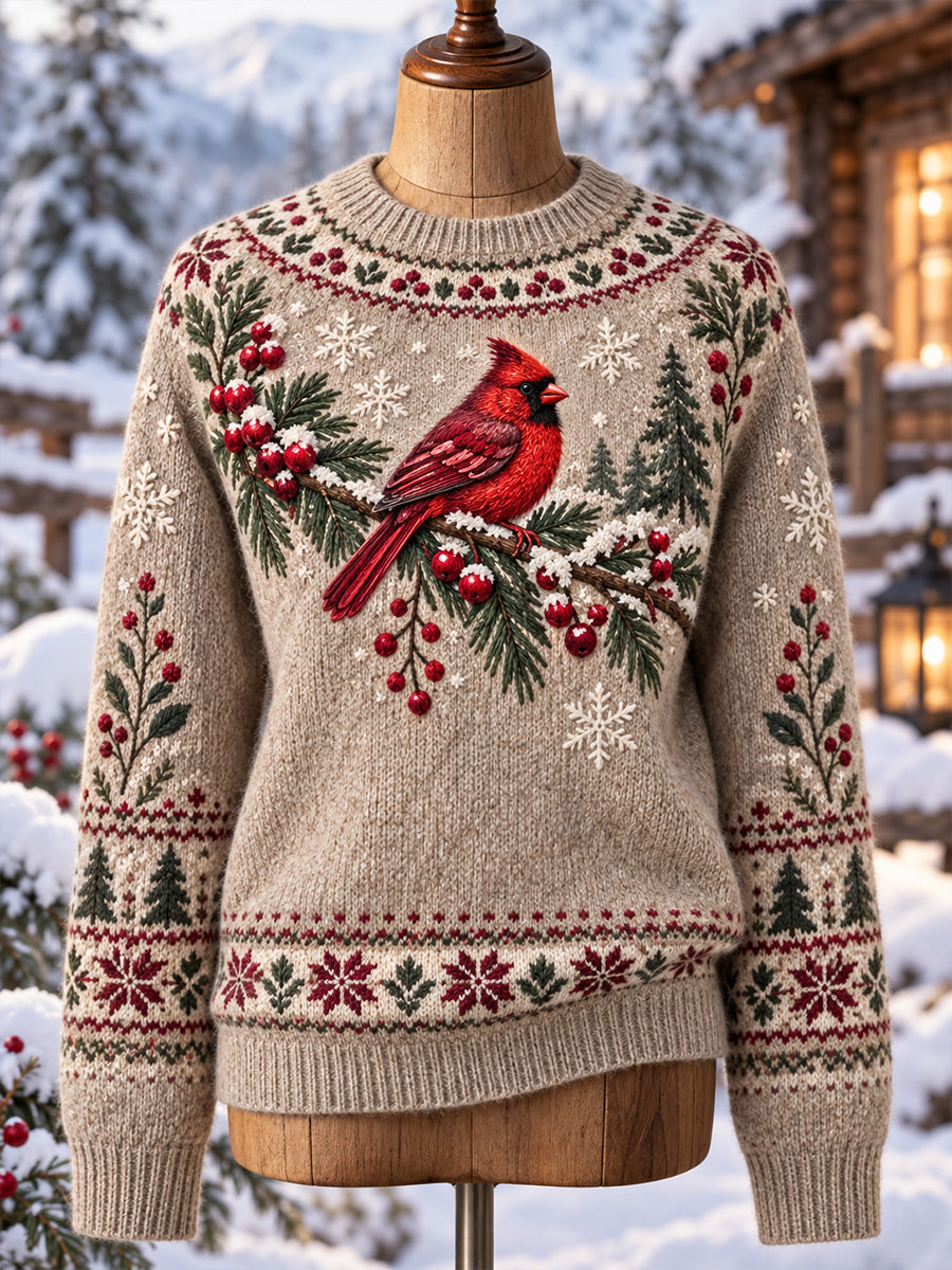 Women's Nordic Forest Animal Knit Top