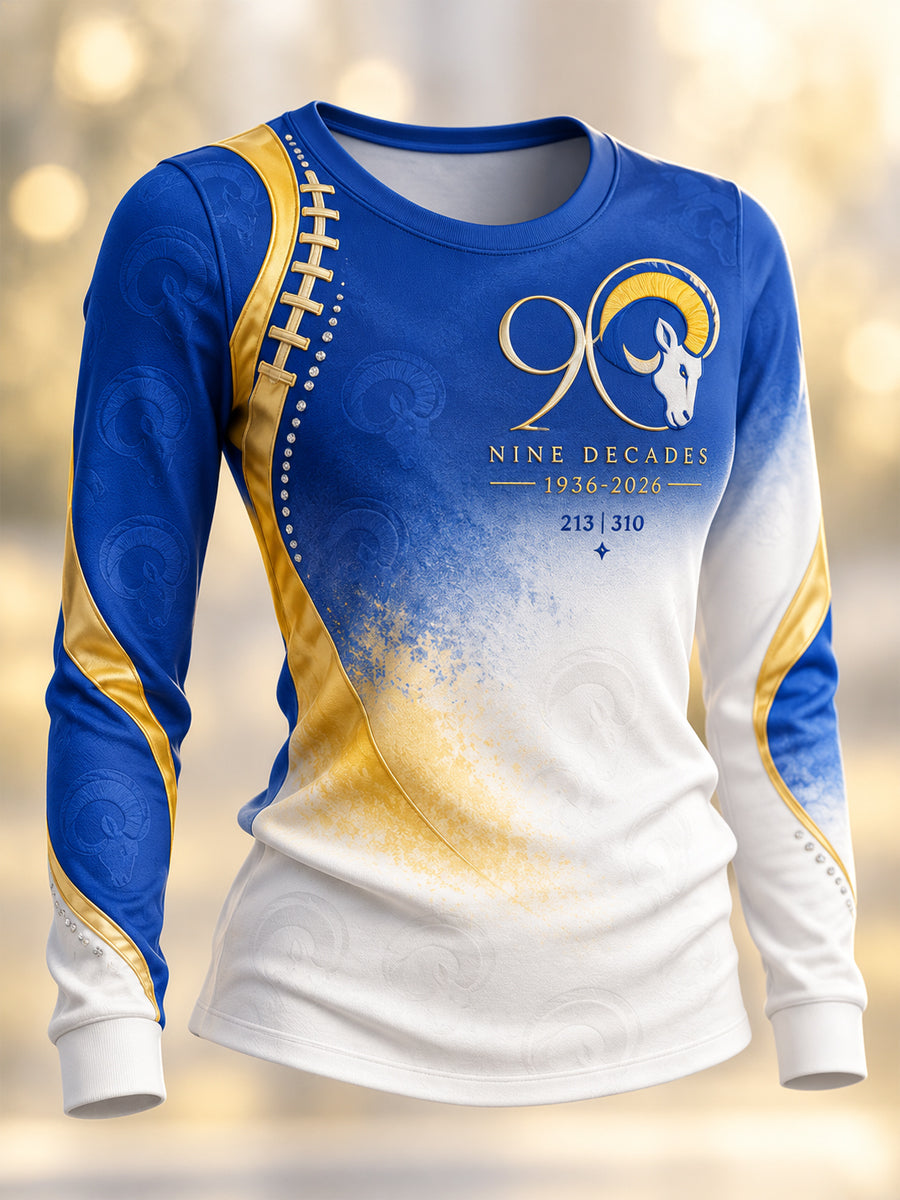 Women's Los Angeles Rams Round Neck Long Sleeve T-Shirt
