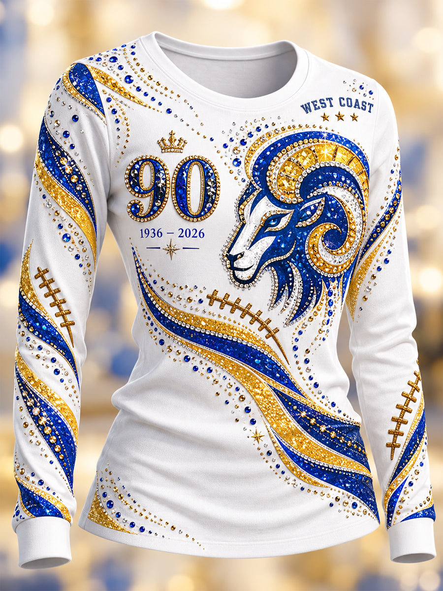 Women's Los Angeles Rams Round Neck Long Sleeve T-Shirt