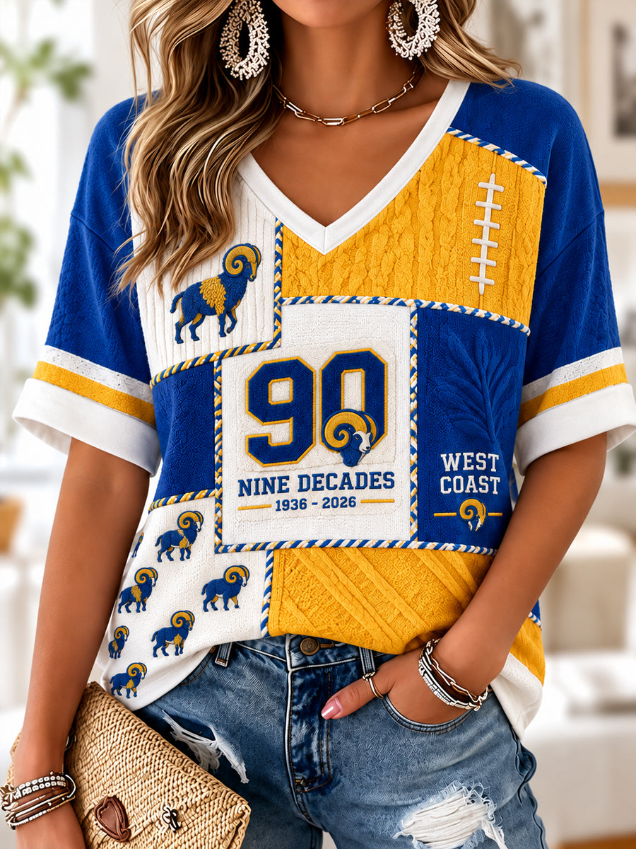 Women's Los Angeles Rams Linen Short-Sleeved T-Shirt