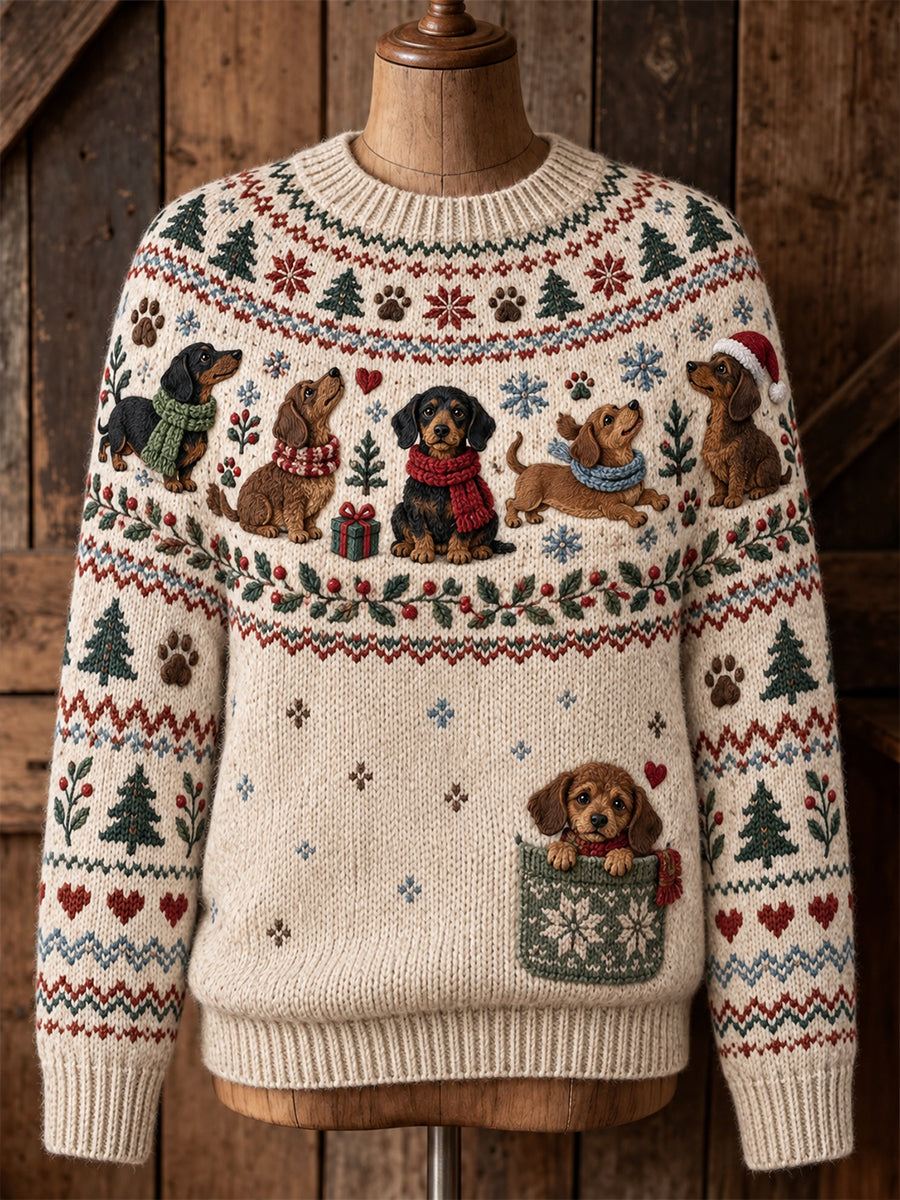 Women's Novelty Animal Knit Crew-Neck Sweater