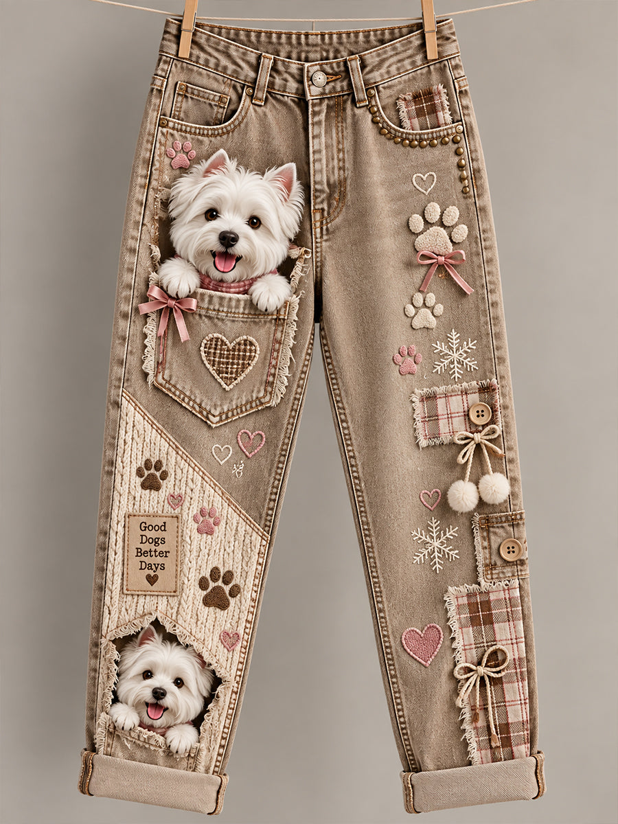 Women's Fun Animal  Art Print Flared Trousers