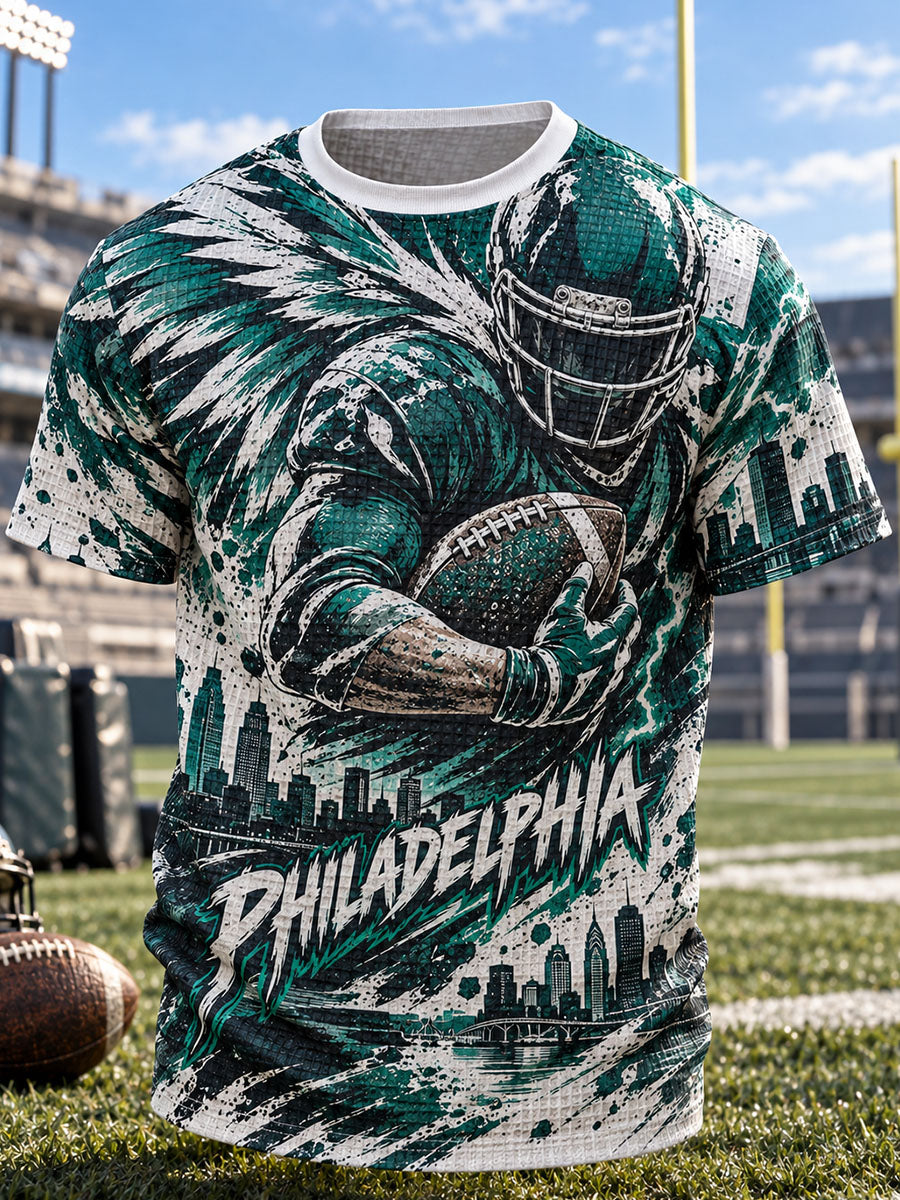 Men's American Football Philadelphia Eagles Team Logo Waffle Shirt Short Sleeve