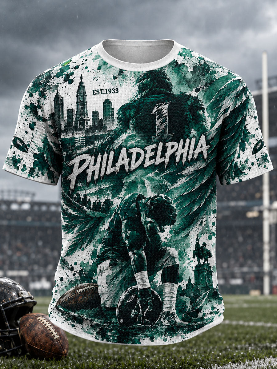 Men's American Football Philadelphia Eagles Team Logo Waffle Shirt Short Sleeve