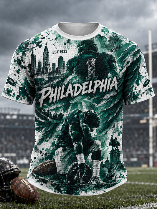 Men's American Football Philadelphia Eagles Team Logo Waffle Shirt Short Sleeve