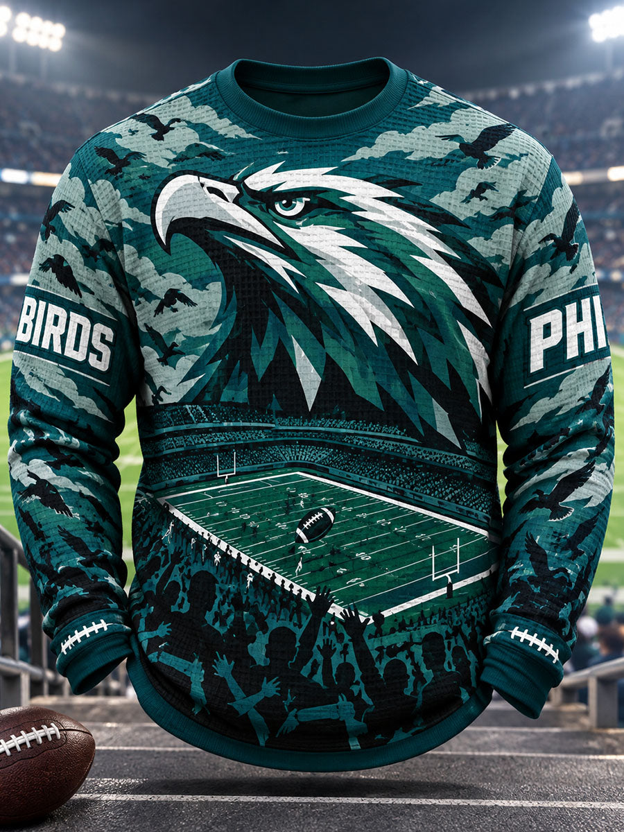 Men's American Football Philadelphia Eagles Team Logo Long-Sleeved Gingham T-Shirt
