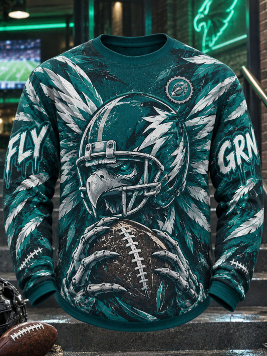Men's American Football Philadelphia Eagles Team Logo Long-Sleeved Gingham T-Shirt