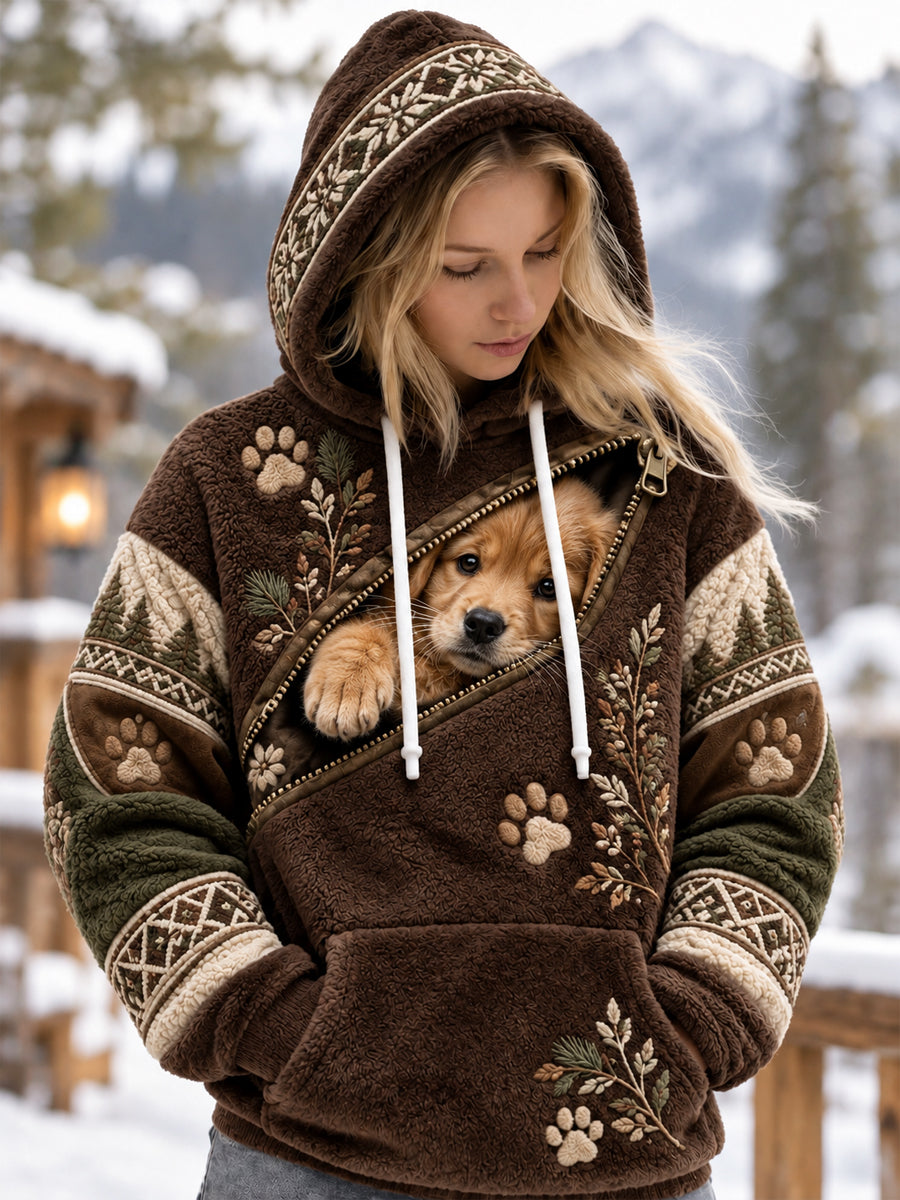 Women's Interesting Animals Flannel Hoodie