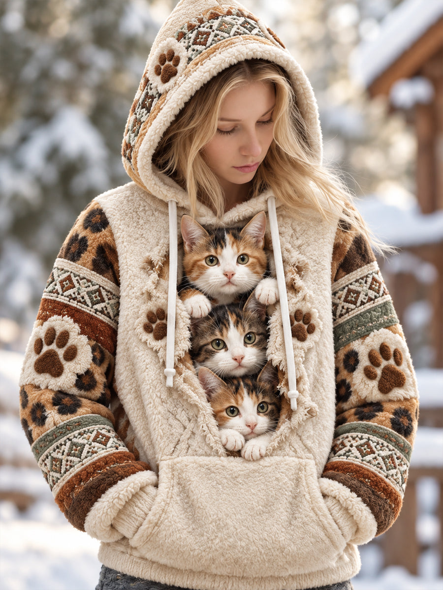 Women's Interesting Animals Flannel Hoodie
