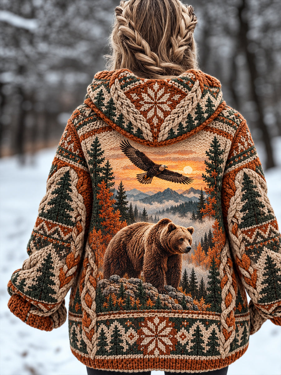 Women's Nordic Forest Animal Cardigan