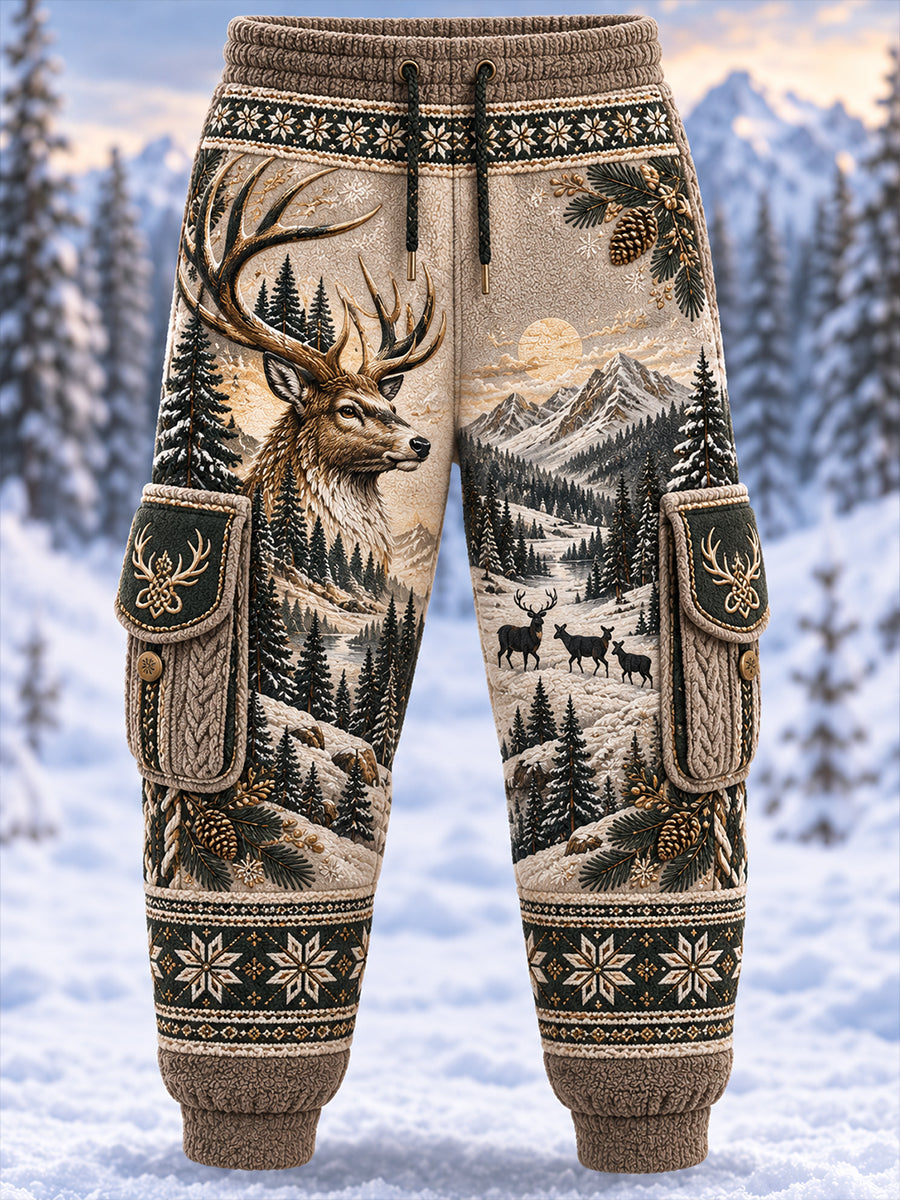 Men's Nordic Forest Animal Style Print Casual Sweatpants Trousers