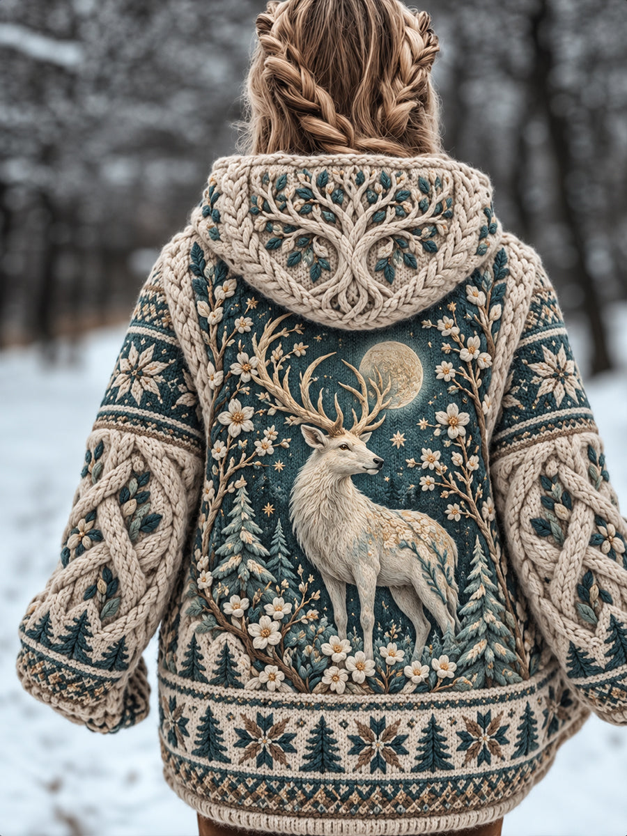 Women's Nordic Forest Animal Cardigan