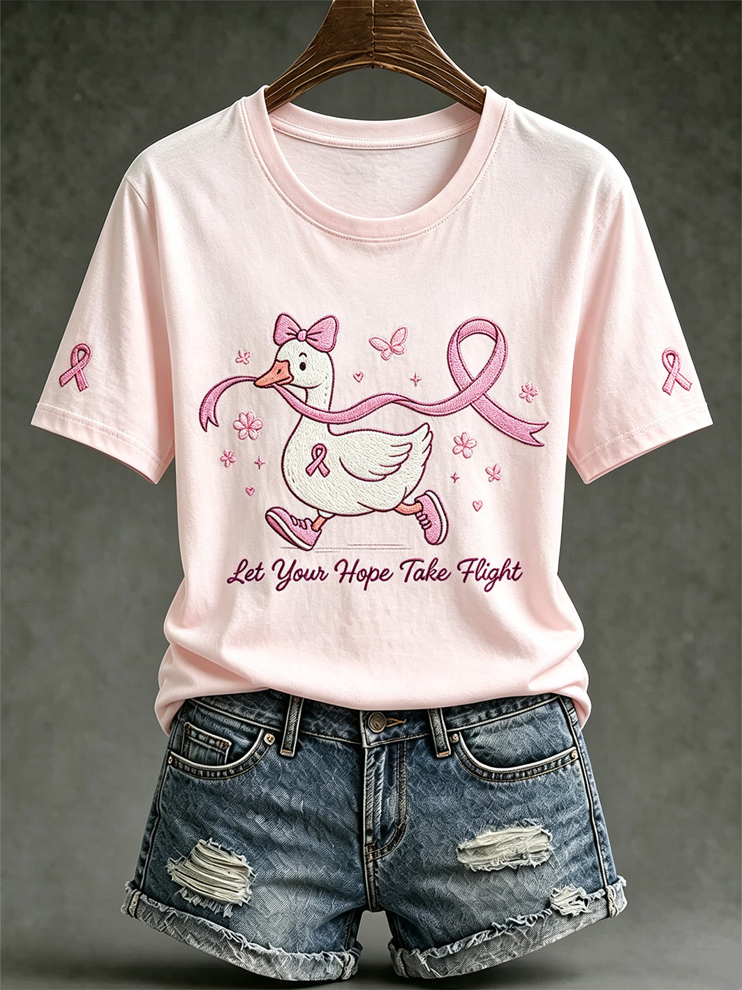 Women's Public Welfare Print Design on Disease Theme Casual Short-Sleeve T-Shirt