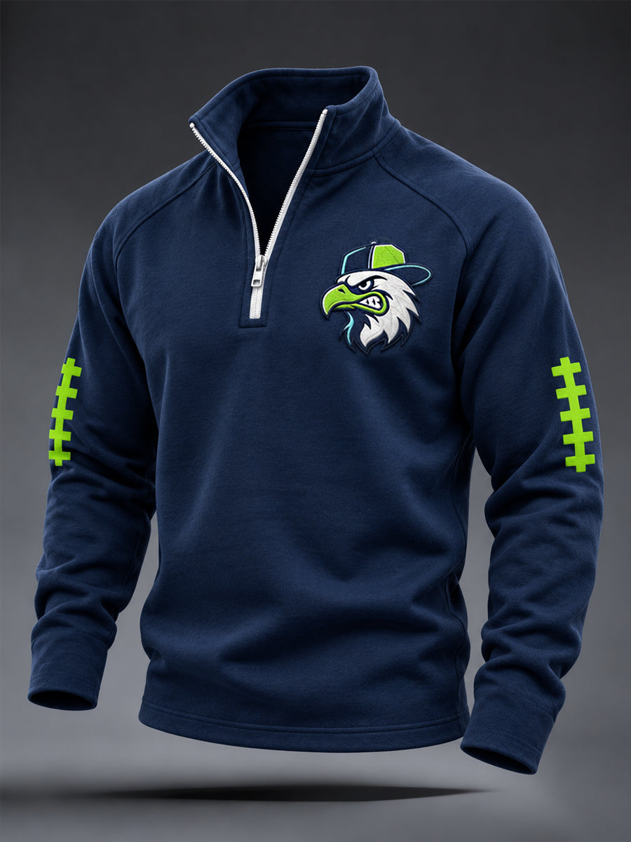 Men's Football Gameday Gift For Football Fans Casual Zipper Sweatshirt