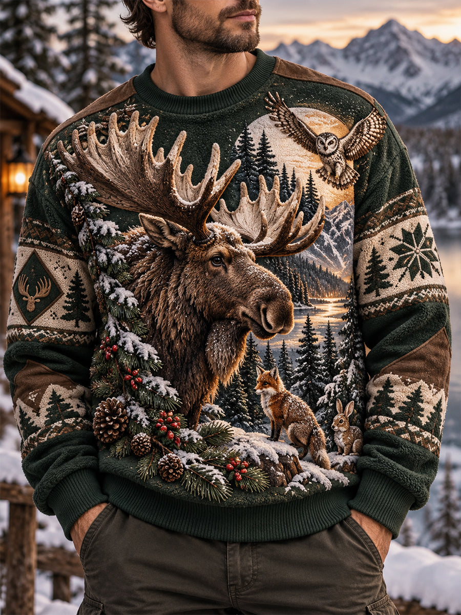 Men's Nordic Animal Flannel Sweatshirt
