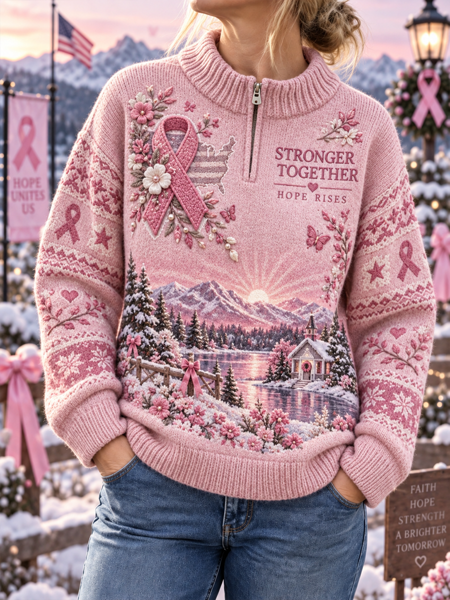 Breast Cancer Awareness Campaign Knit Sweater
