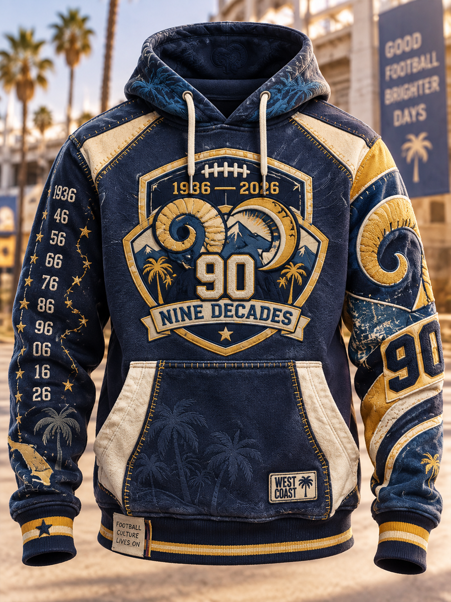 Men's Los Angeles Rams Oversized Drop-Shoulder Hoodie With Pockets