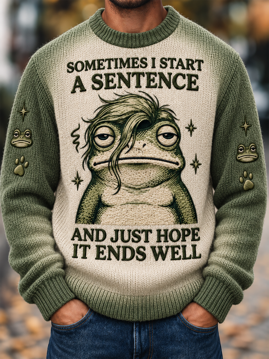 Men's Fun Animal Slogan Imitation Sweater