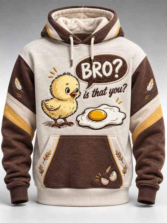 Men's Fun Animal Slogan Oversized Drop-Shoulder Hoodie With Pockets