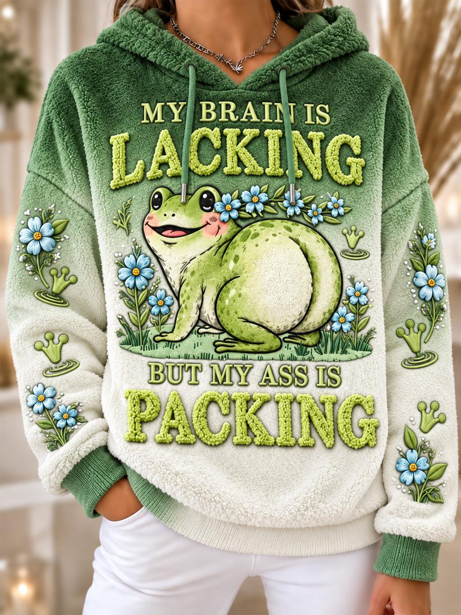 Women's Fun Animal Slogan Flannel Hoodie
