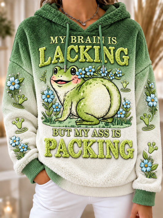 Women's Fun Animal Slogan Flannel Hoodie