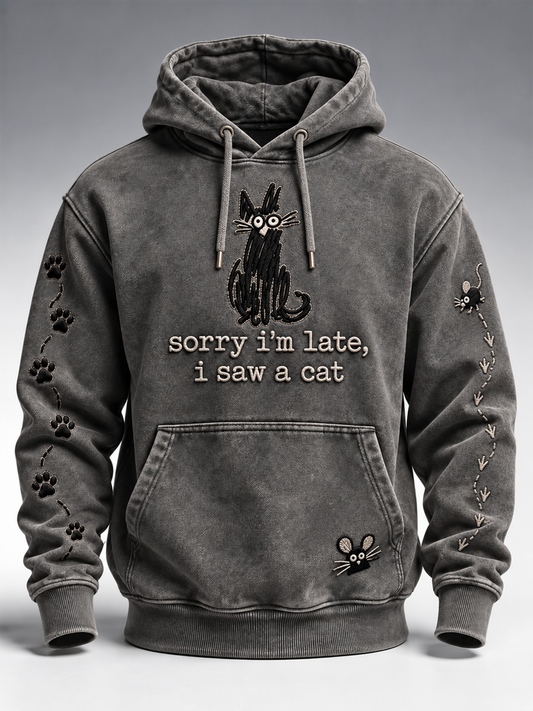 Men's Fun Animal Slogan Oversized Drop-Shoulder Hoodie With Pockets