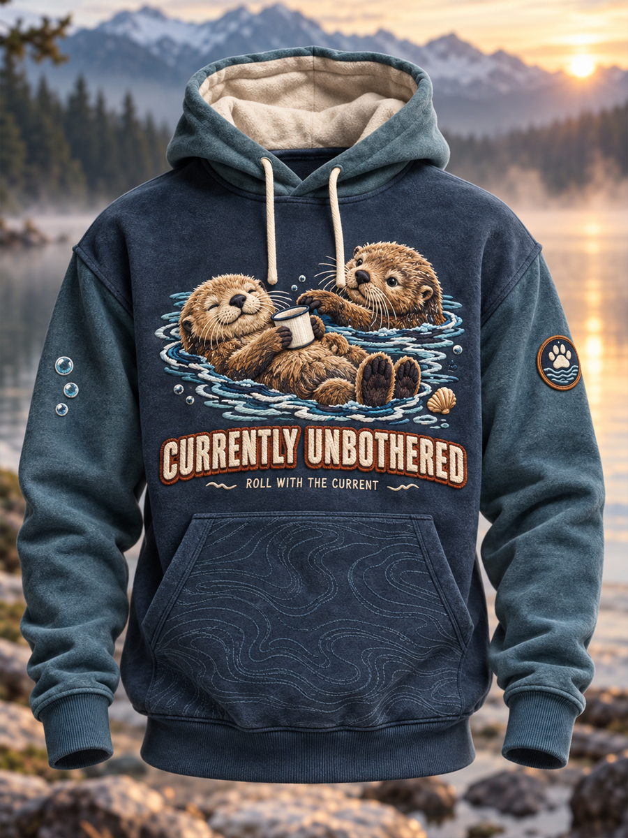 Men's Fun Animal Slogan Oversized Drop-Shoulder Hoodie With Pockets
