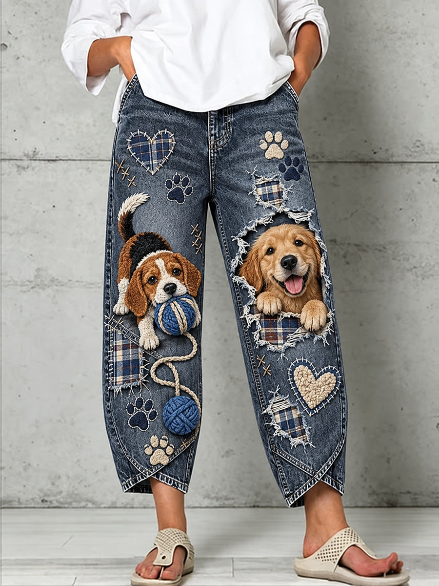 Women's Fun Animals Art Print Flared Trousers