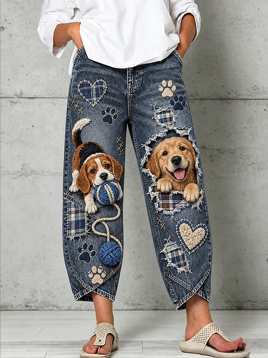Women's Fun Animals Art Print Flared Trousers