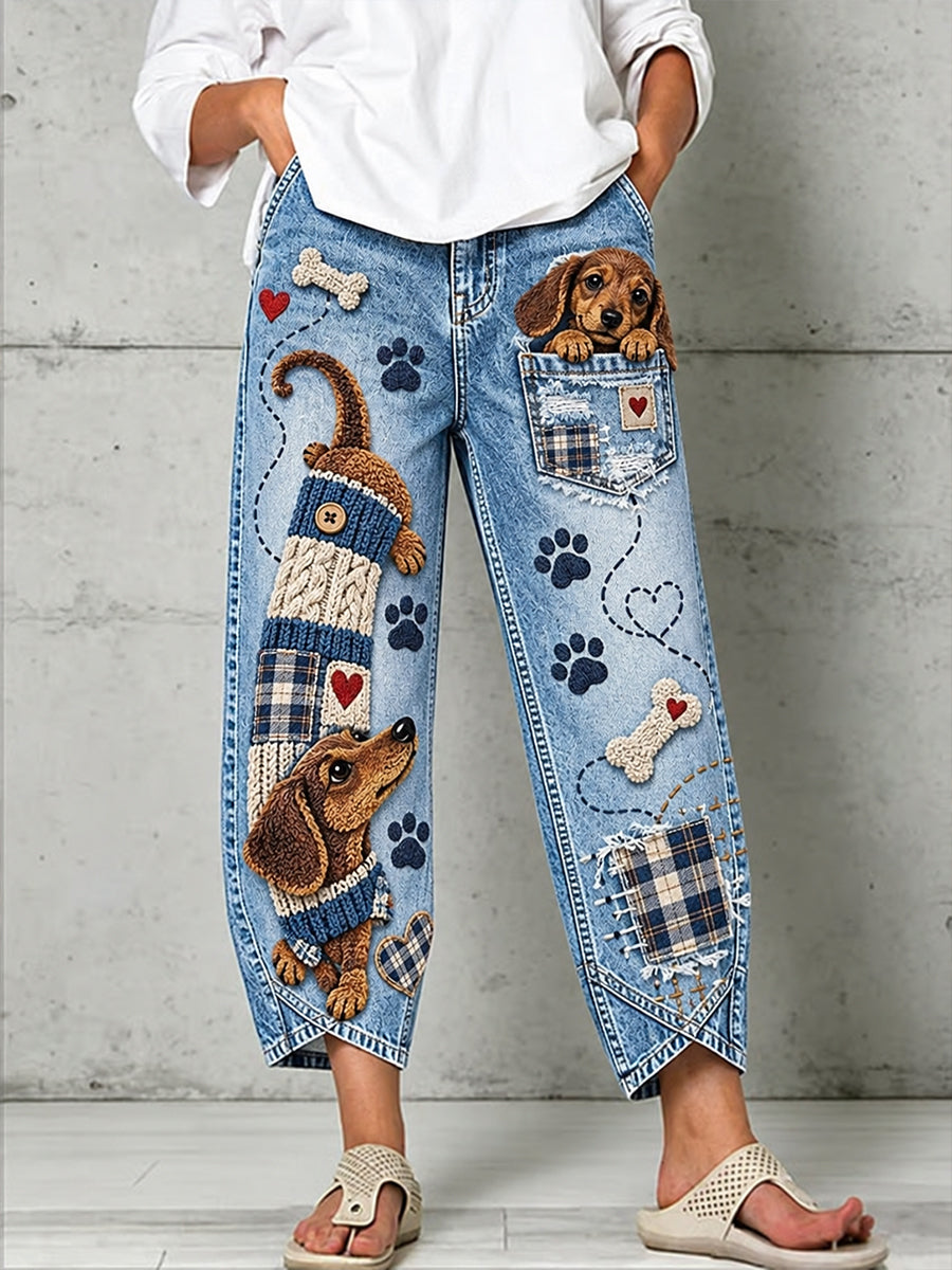 Women's Fun Animals Art Print Flared Trousers