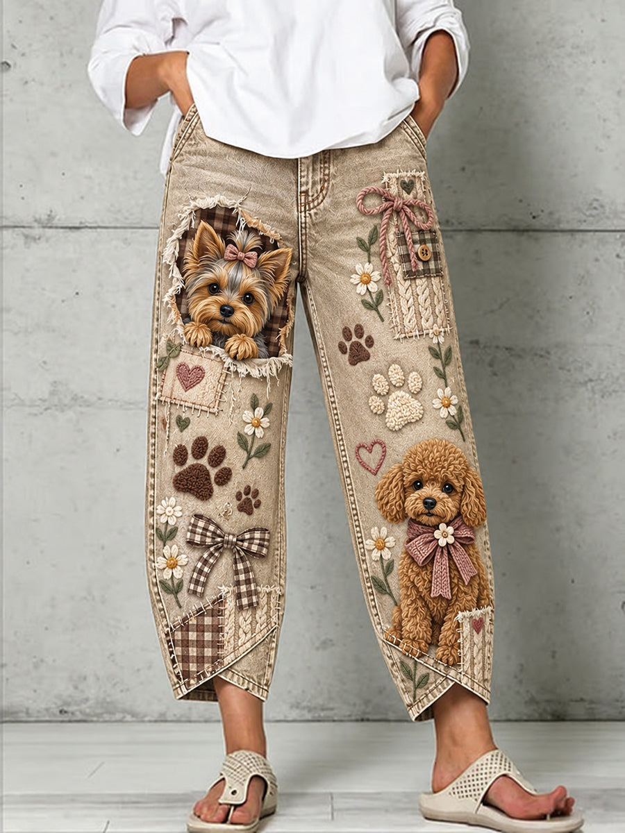 Women's Fun Animals Art Print Flared Trousers