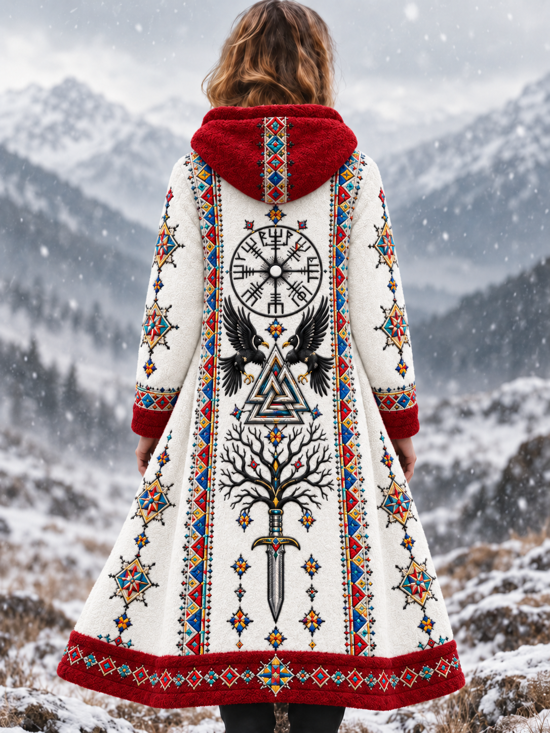 Women's Vintage Viking Animal Aztec Style Flannel Jacket
