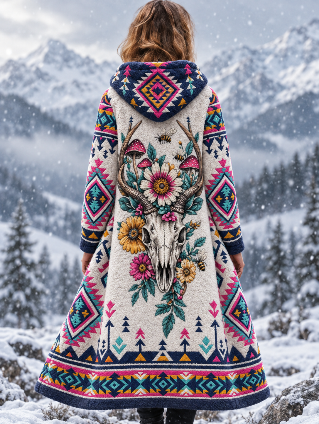 Women's Vintage Viking Animal Aztec Style Flannel Jacket