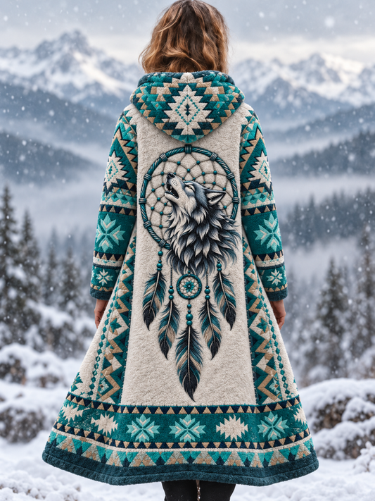 Women's Vintage Viking Animal Aztec Style Flannel Jacket