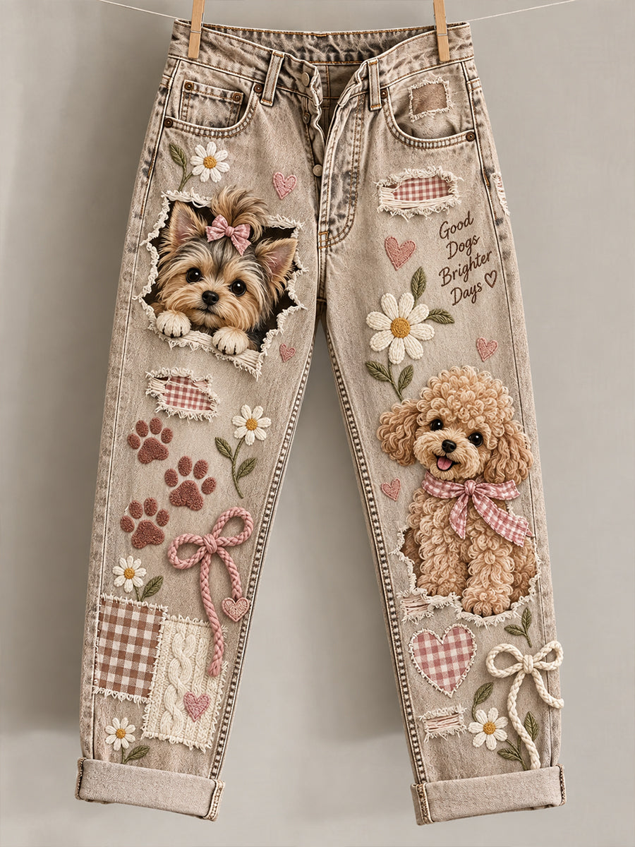 Women's Fun Animal Art Print Flared Trousers