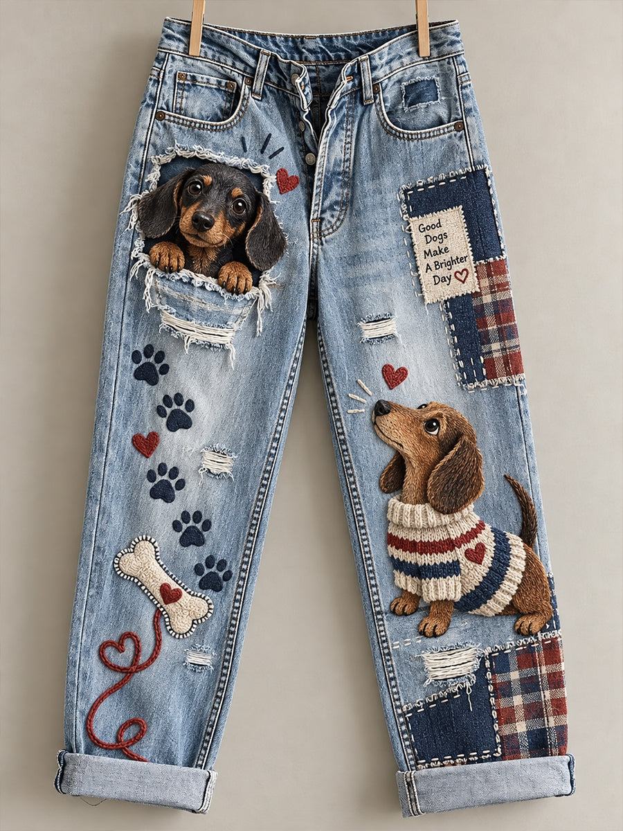Women's Fun Animal Art Print Flared Trousers