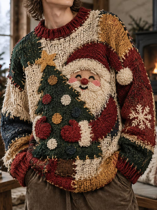 Men's Christmas Santa Claus  Christmas Tree  Art Print Sweatshirt