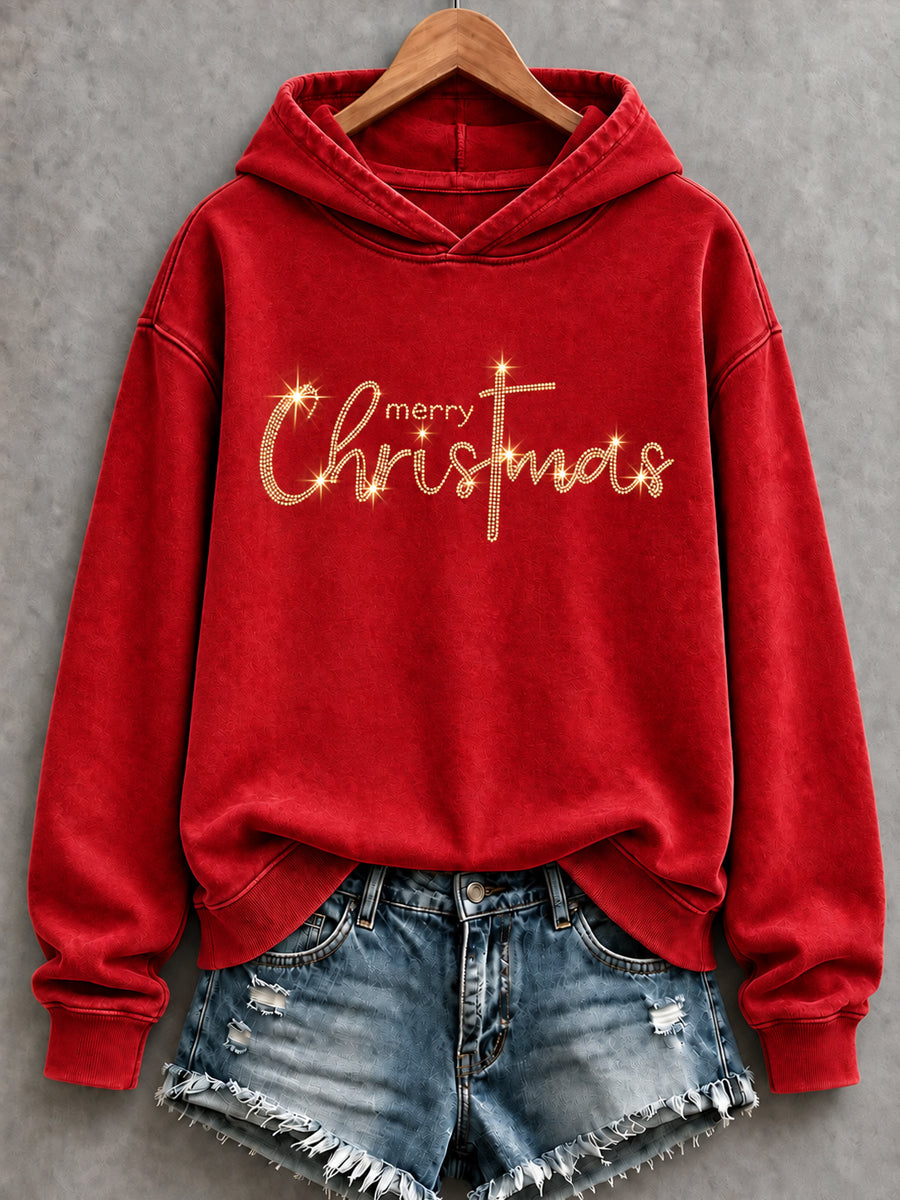Women'S Christmas Cross Art Print  Sweatshirt