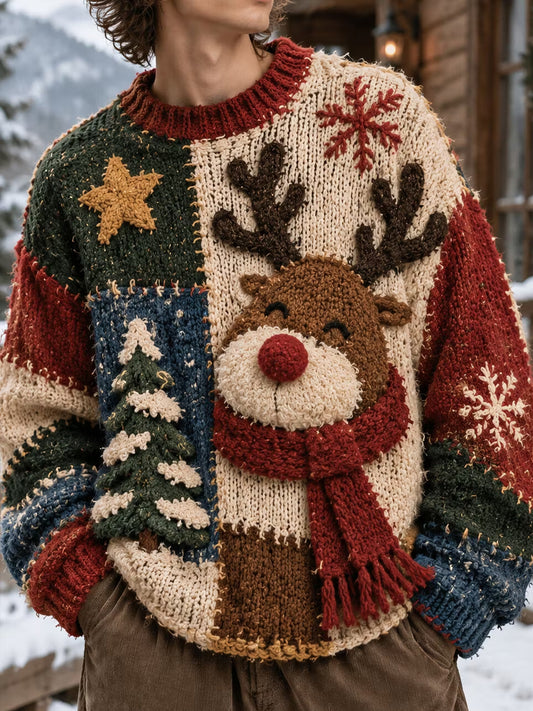 Men's Christmas Elk Christmas Tree  Art Print Sweatshirt