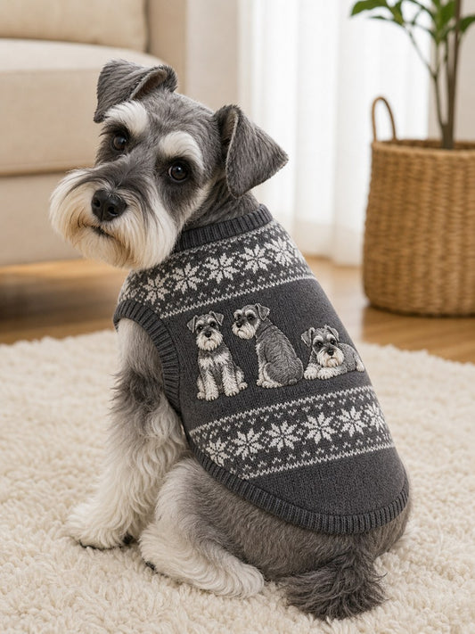 Vintage Schnauzer Dogs Isle Pattern Print Pet Sleeveless Vest